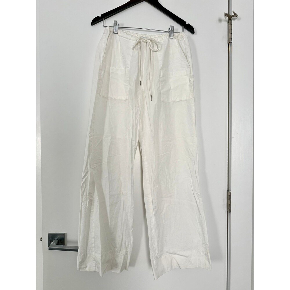 Princess Polly White Linen Drawstring Wide Leg Casual Pants